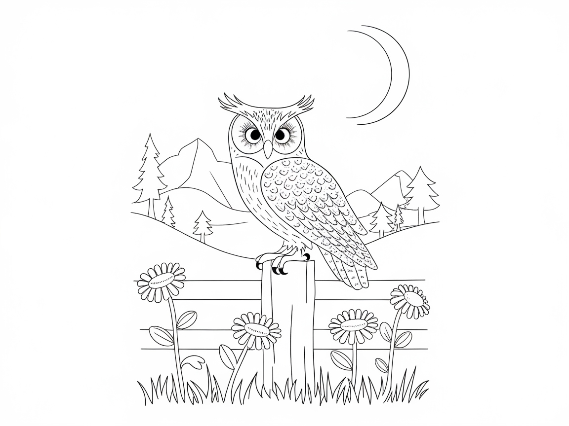 Charming Owl Under the Moonlit Sky