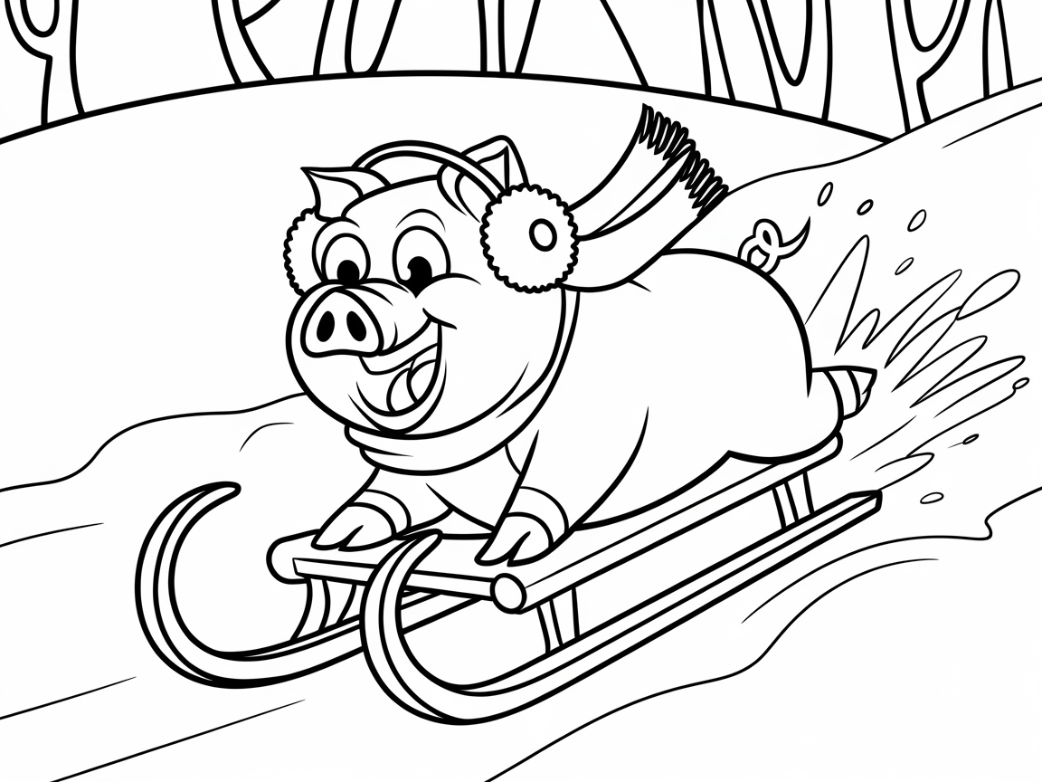 Slide into Winter Fun with This Sledding Pig