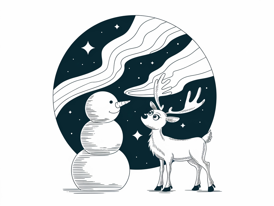 Stargaze with This Enchanting Snowman and Reindeer Scene