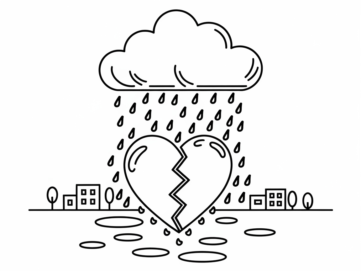 Rainy Day Heartbreak Coloring Page