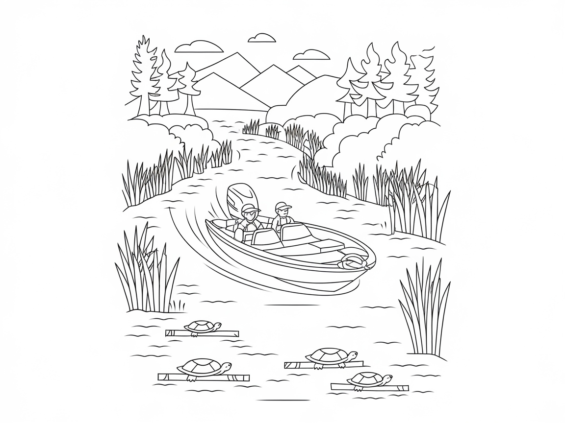 Turtles and Trees: A Scenic River Bass Boat Journey