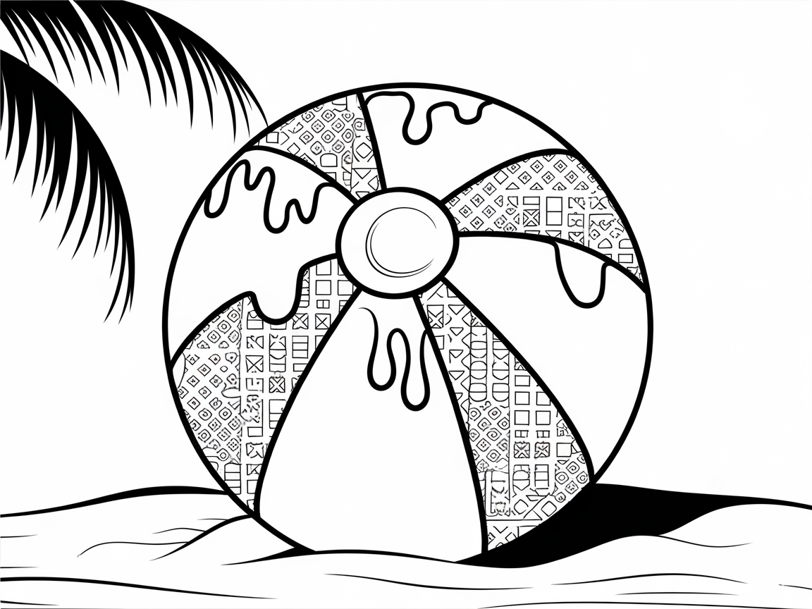 Intricate Patterns on a Beach Ball Coloring Page