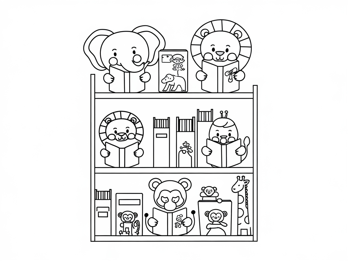 Cute Animal Bookshelf Adventure for Kids