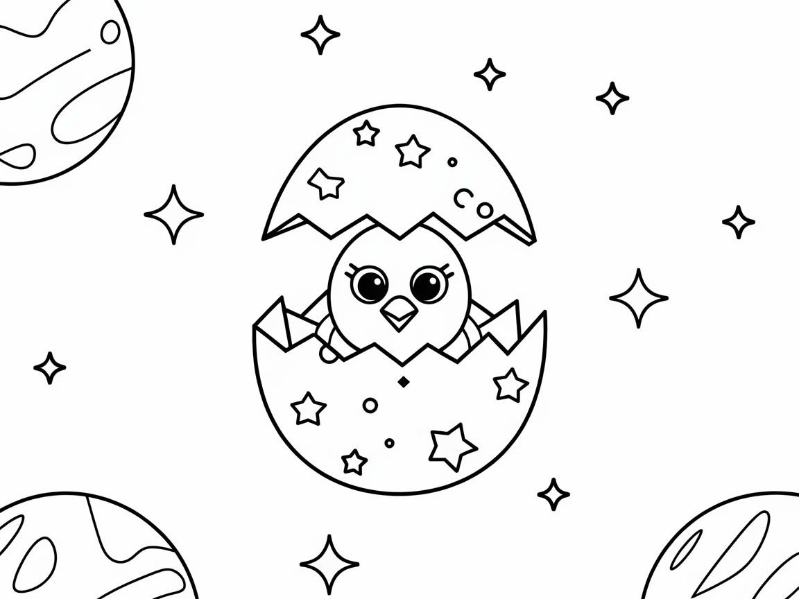 Chick Hatching Amidst the Stars