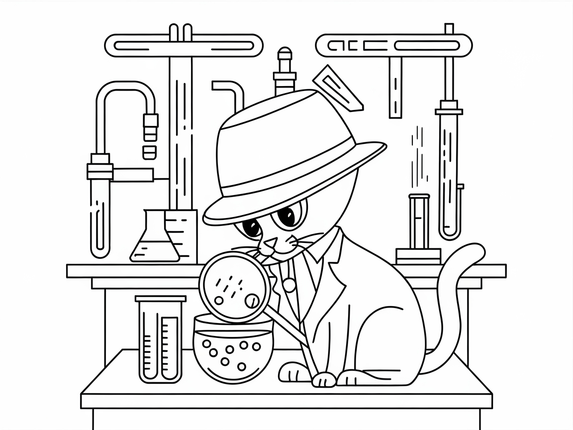 Detective Cat Examining Boba in the Lab