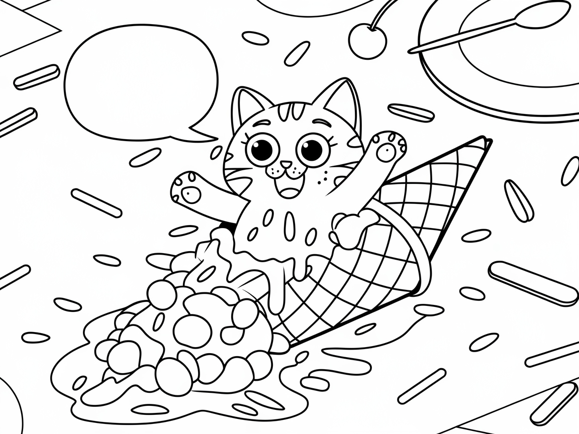 Delightful Kitty Splashing in Sundae Fun