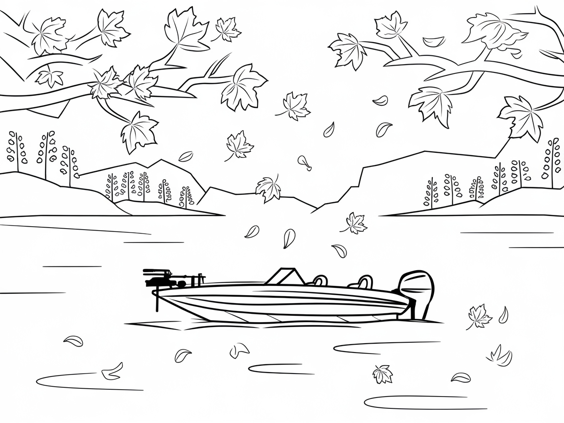 Explore Fall Tranquility with This Bass Boat Scene