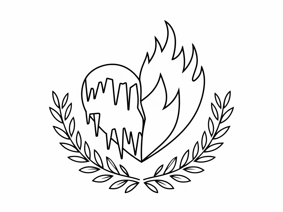 Fiery and Icy Heart Coloring Page