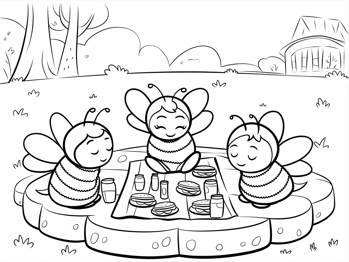 Join the Buzzing Picnic with These Cheerful Bees