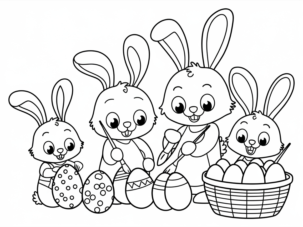Creative Easter Egg Painting with Bunny Family