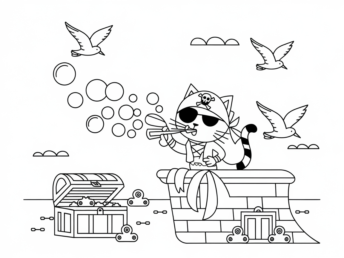 Sail the Seas with This Pirate Cat Bubble Adventure
