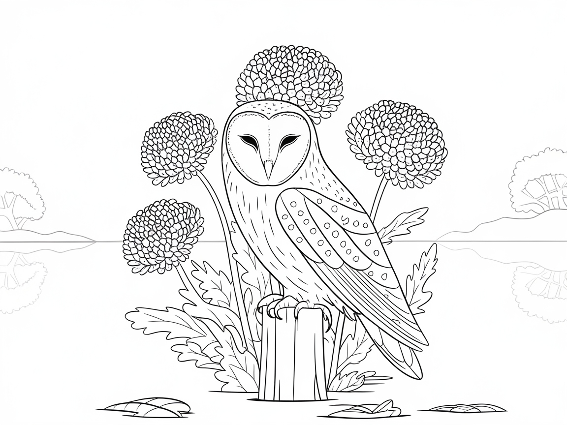 Serene Barn Owl by the Lakeside