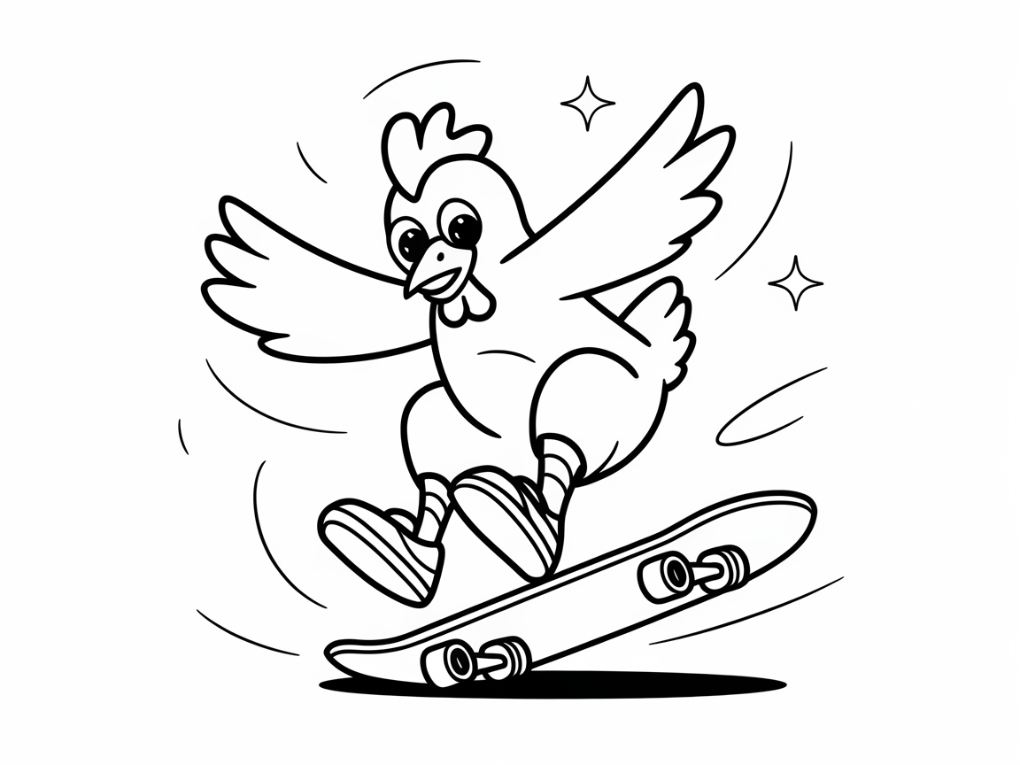 Skateboarding Chicken Ready for a Thrilling Ride
