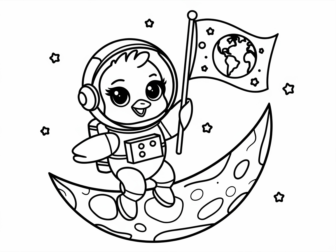 Space Explorer Chick on a Lunar Adventure