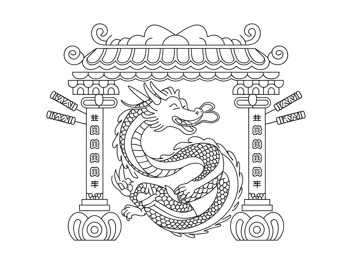 Color Your Way Through This China Town Dragon Gateway
