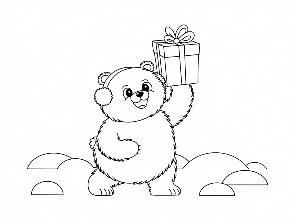 Adorable Bear and Gift Coloring Adventure
