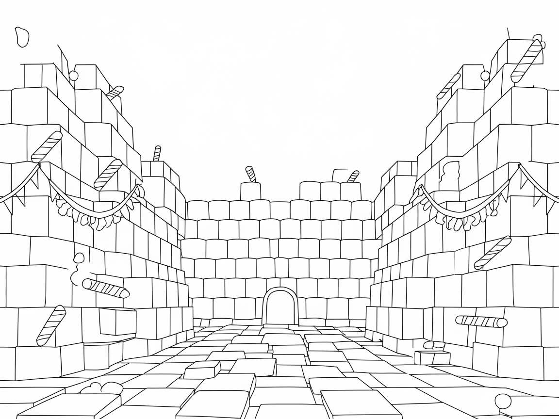 Candy Brick Fortress Coloring Page