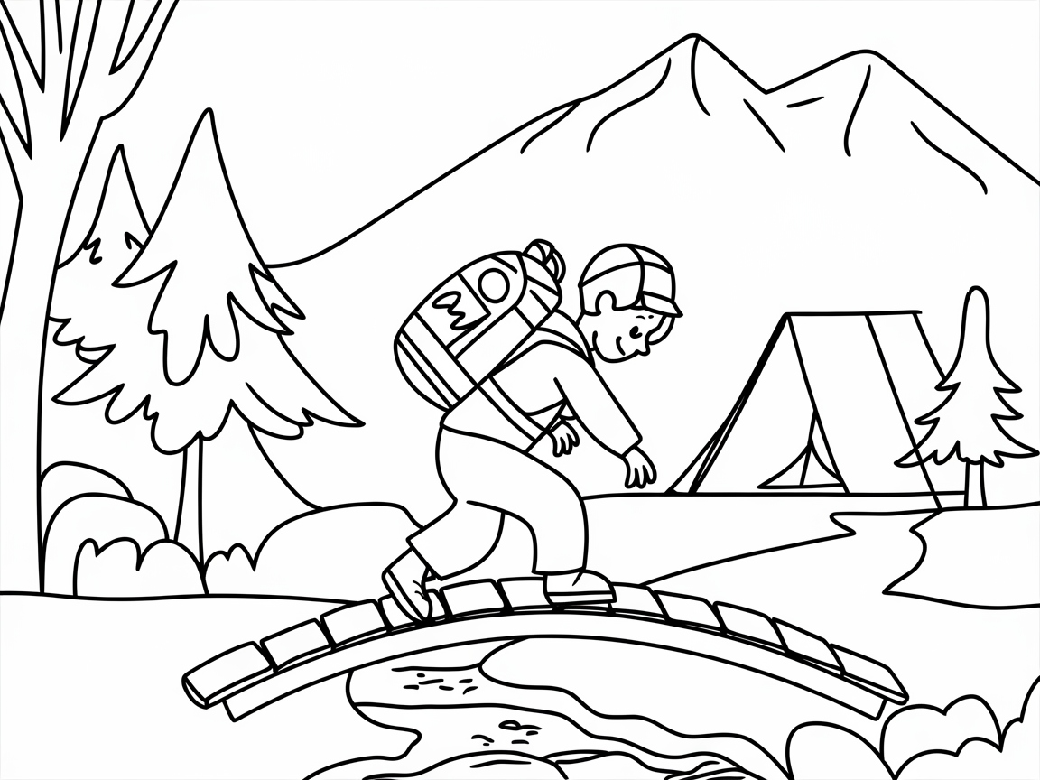 Little Explorer Crossing the Bridge