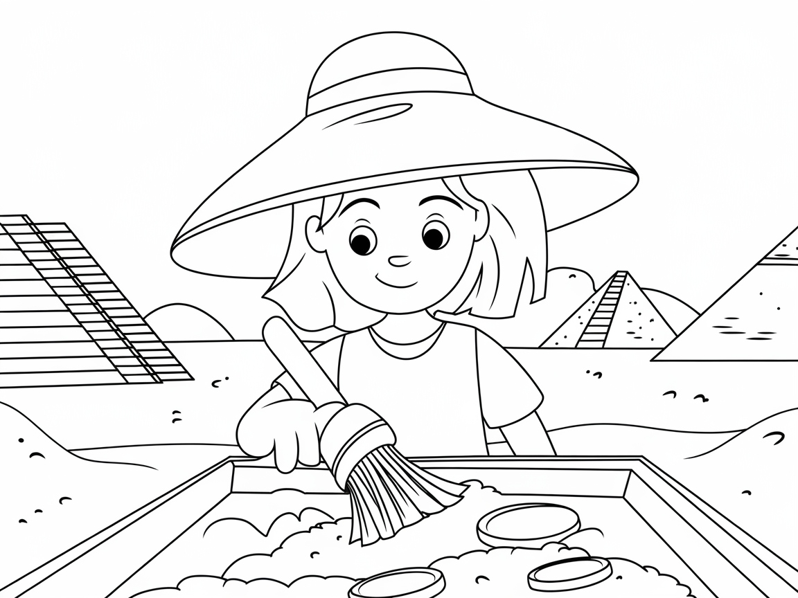 Excavate Adventure with This Young Archaeologist Coloring Page
