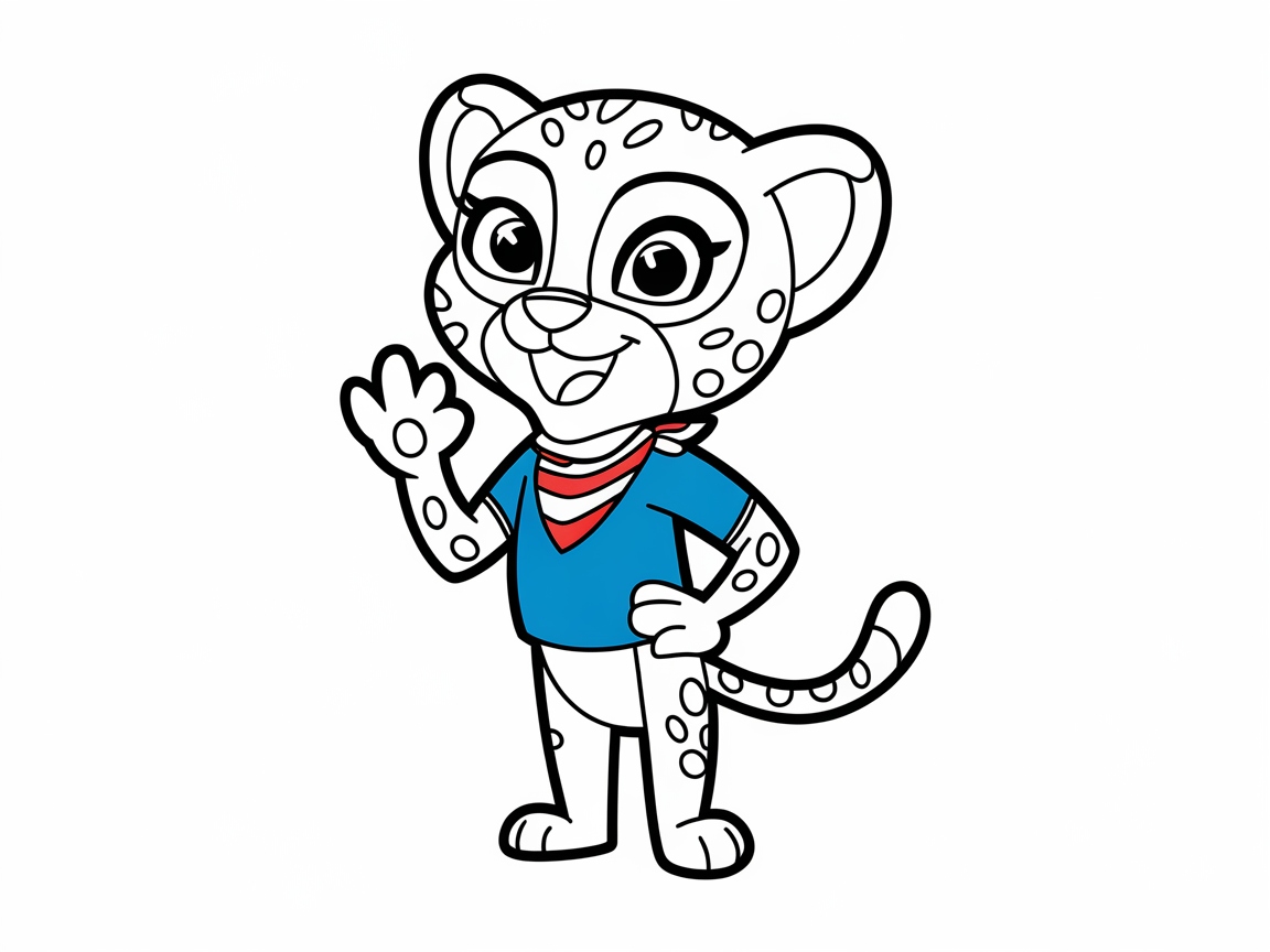 Cheerful Cartoon Cheetah in Cute Outfit
