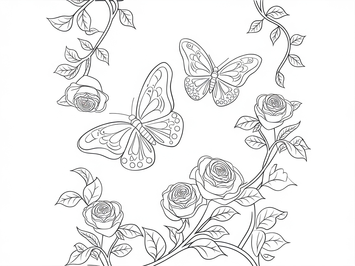 Romantic Roses with Dainty Butterflies