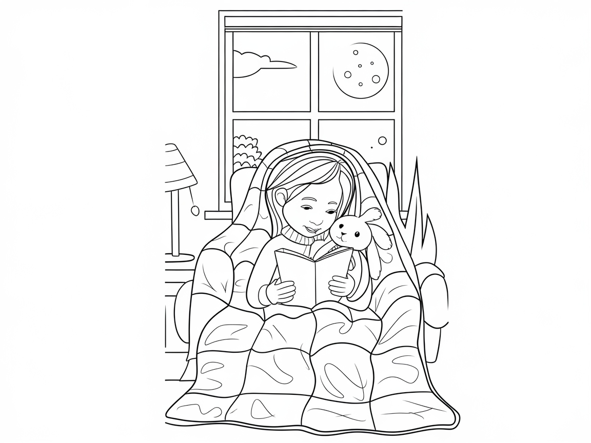 Snuggle Up with This Cozy Reading Nook Coloring Page