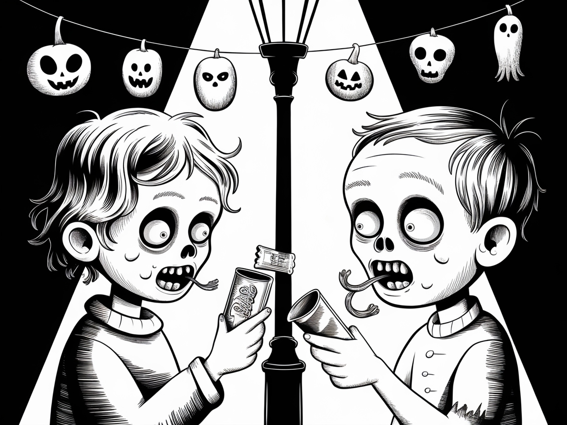 Adventurous Kids on a Halloween Night Out