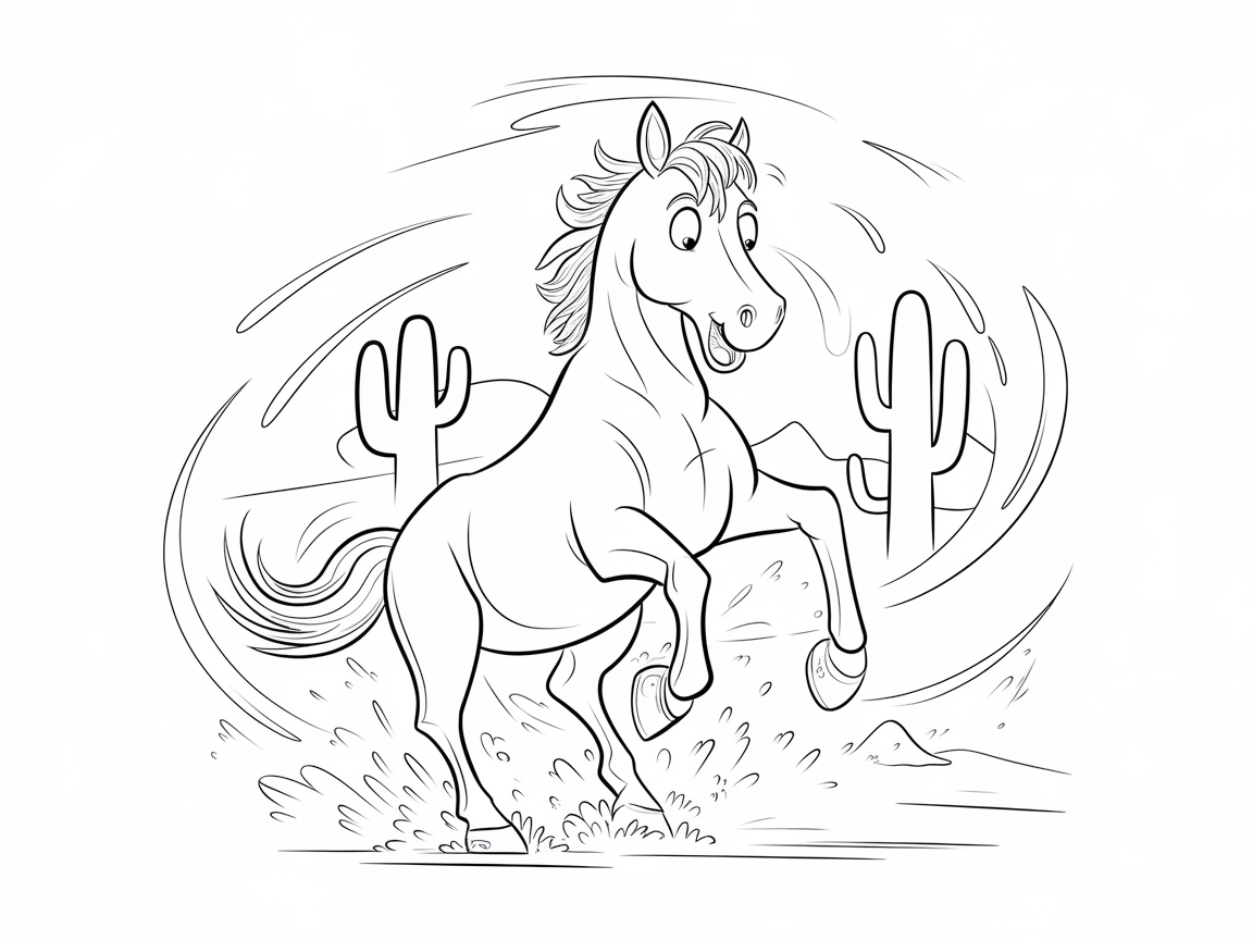 Desert Dash: Energetic Pony Coloring Fun