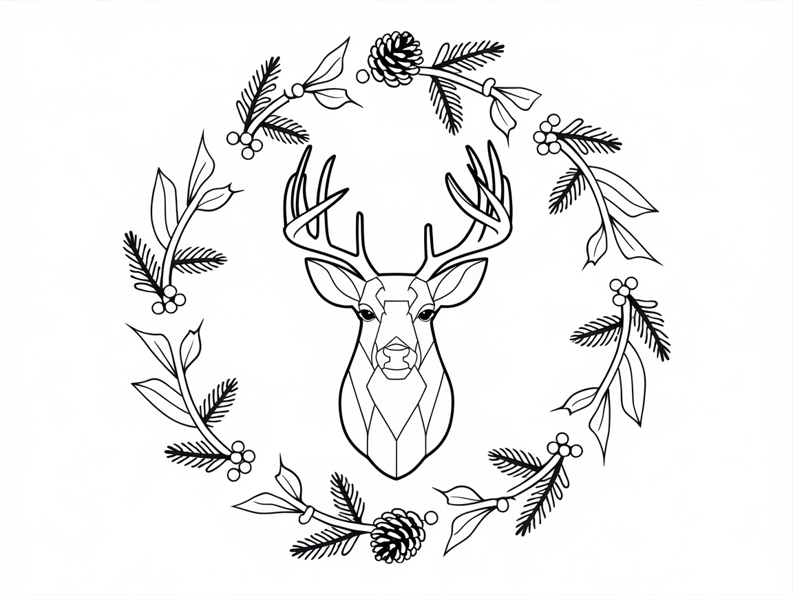 Geometric Buck with Festive Wreath
