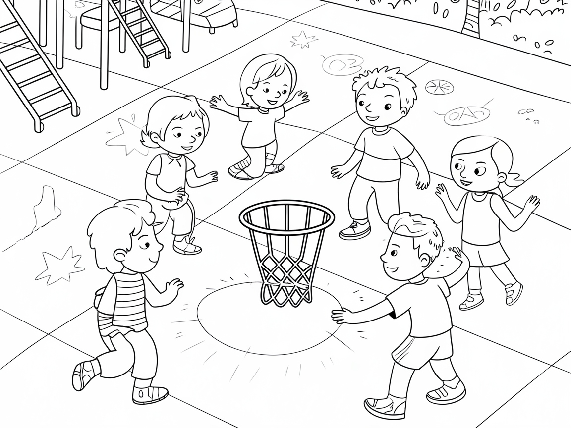 Lively Playground Basketball Fun