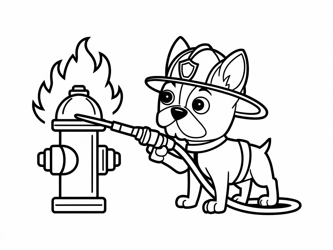 Heroic Boston Terrier Firefighter in Action
