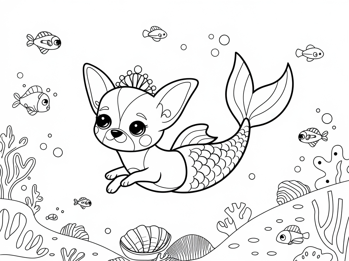 Whimsical Chihuahua Mermaid Adventure