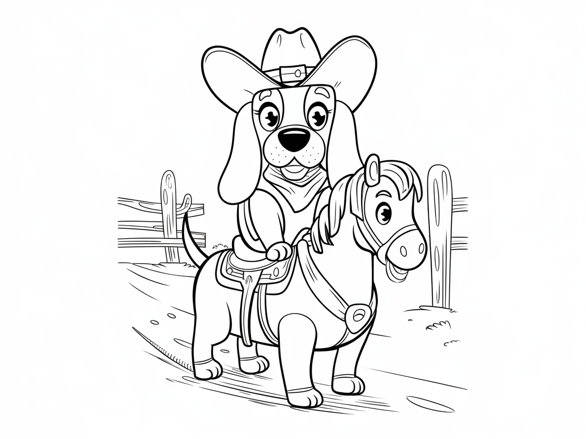 Cowboy Basset Hound on the Open Range