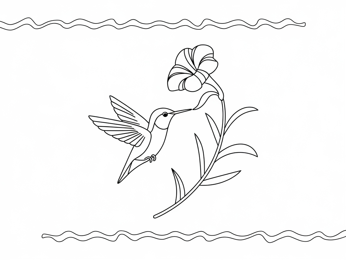 Delight in This Graceful Hummingbird and Flower Scene