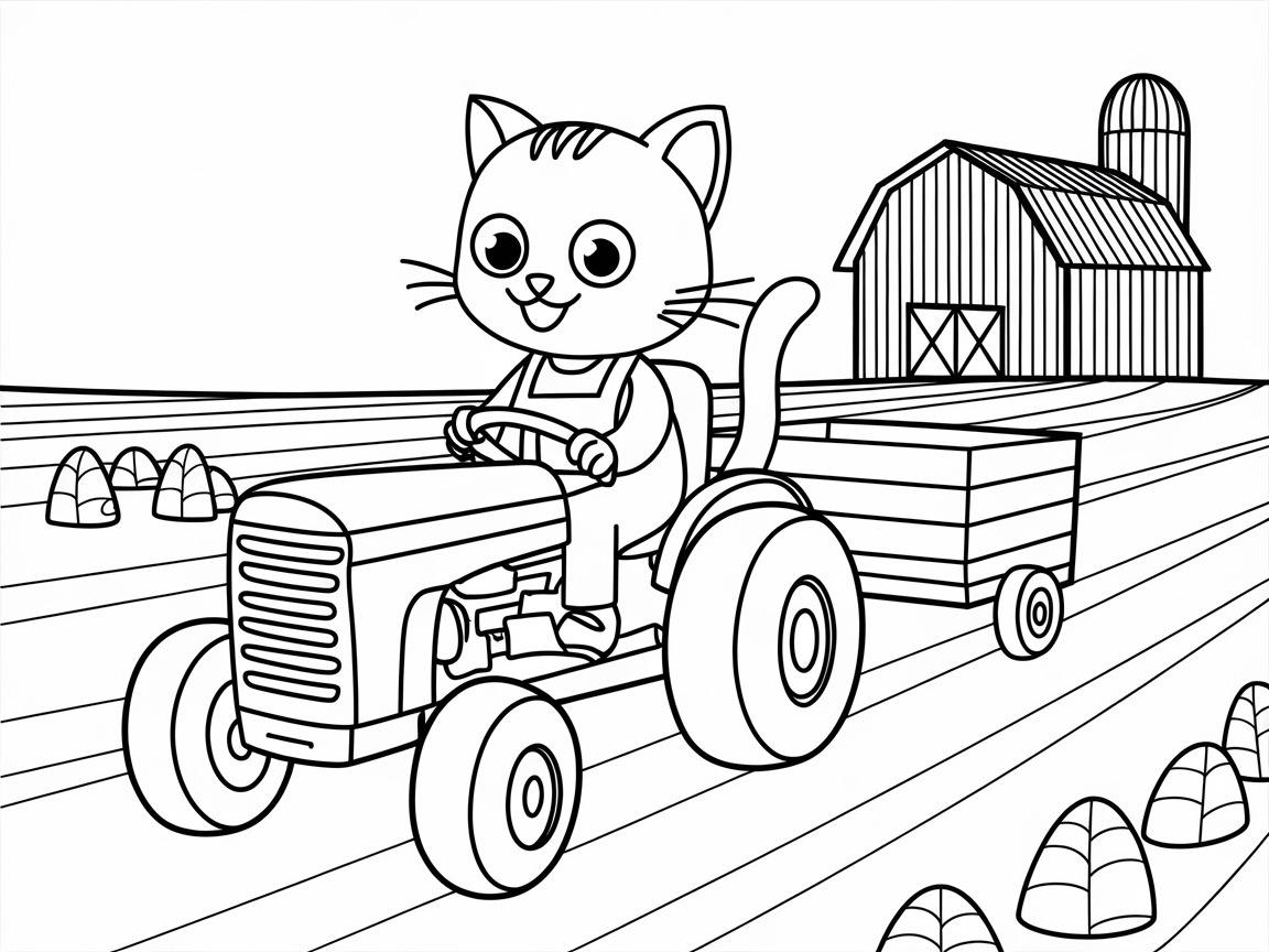 Farm Fun Awaits with This Tractor-Driving Cat