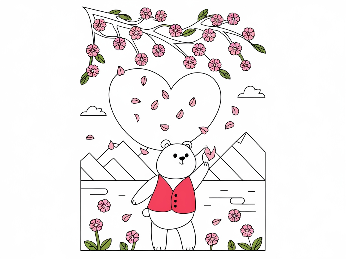Blossoming Bear Under Cherry Blossoms