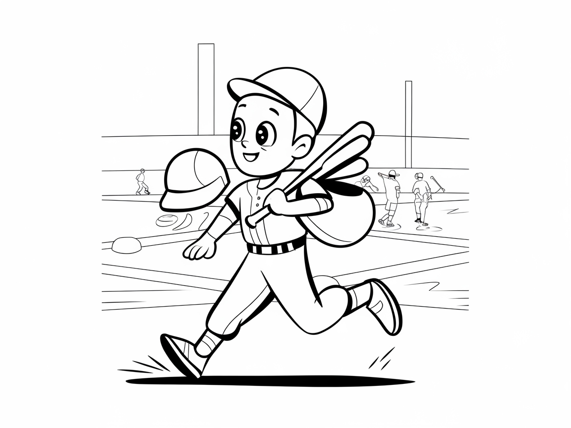 Join the Game with This Cheerful Baseball Kid Coloring Page