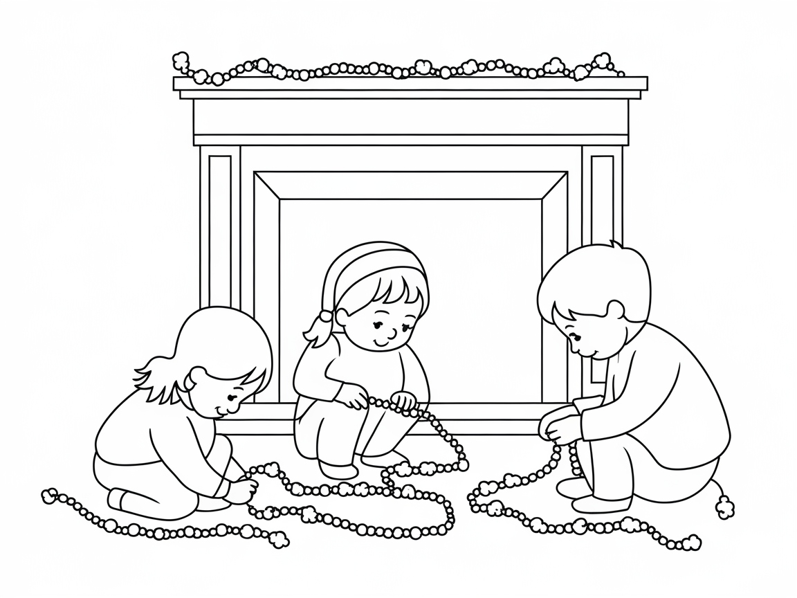 Color a Joyful Family Moment by the Fireplace