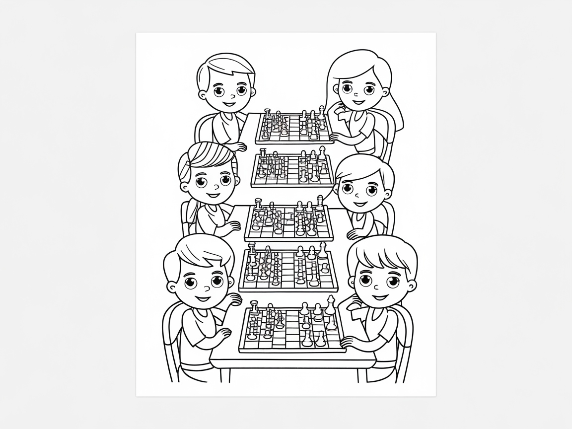 Colorful Chess Matches: Kids in Action