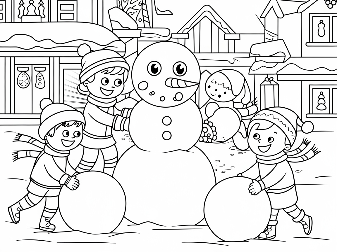 Joyful Snowman Fun in a Christmas Village