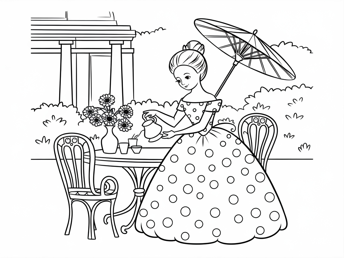 Enjoy a Vintage Tea Party with This Polka Dot Dress Scene