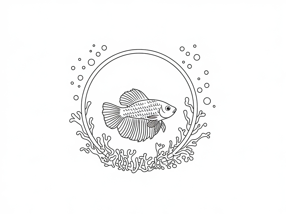 Simmering Betta Fish in a Coral Circle
