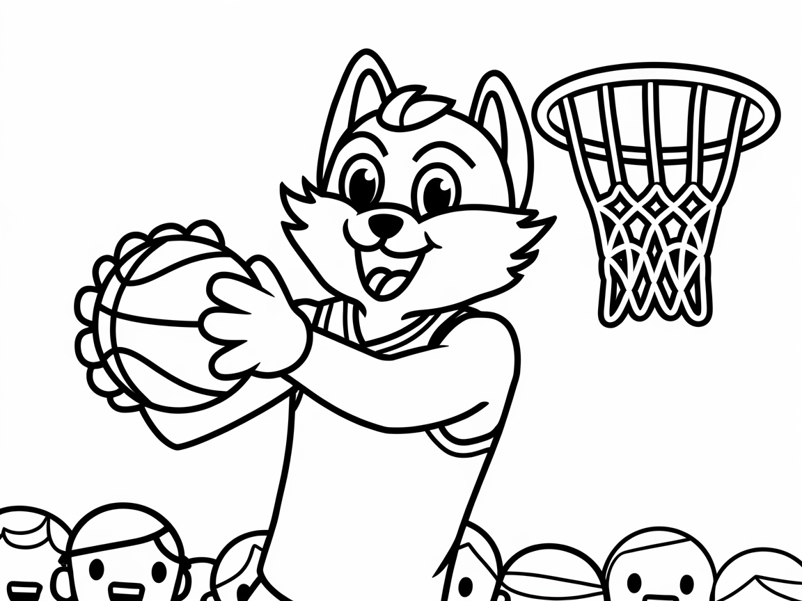 Get Playful with This Fox Basketball Star Coloring Page