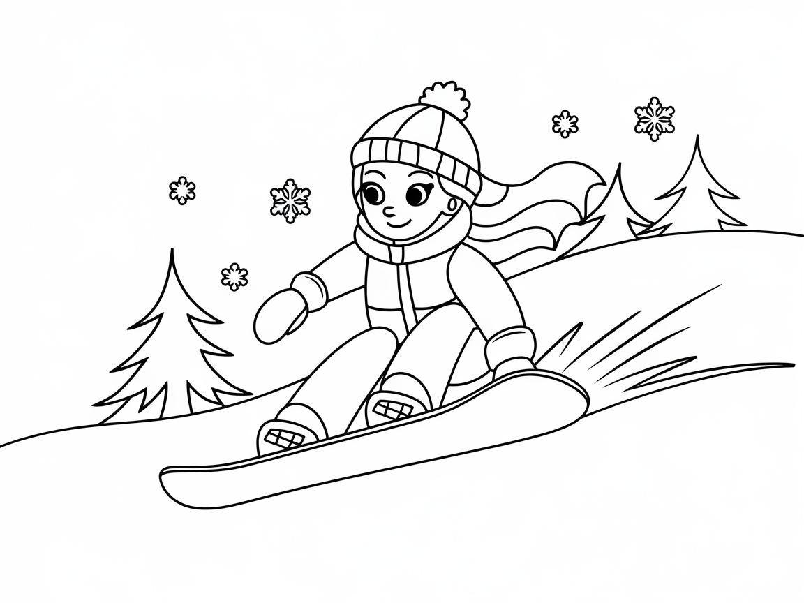 Hit the Slopes with This Snowboarding Adventure Coloring Page