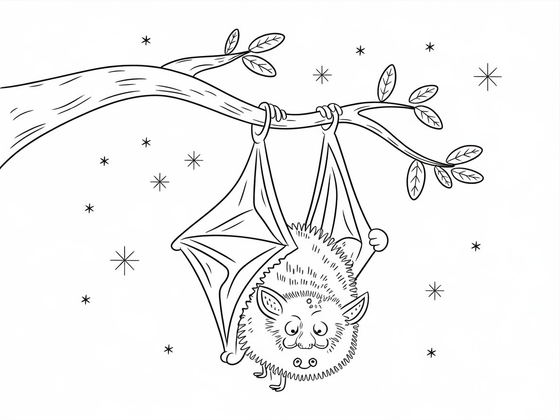 Charming Nighttime Bat Hanging Out