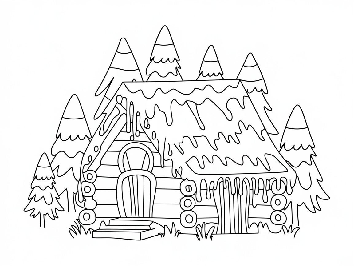 Snowy Candy Cabin in the Woods