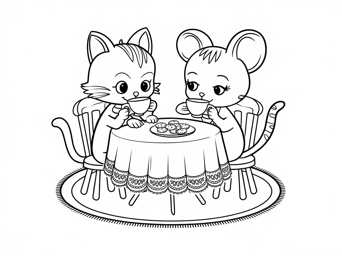 Enjoy a Sweet Tea Party with a Cat and Mouse Duo