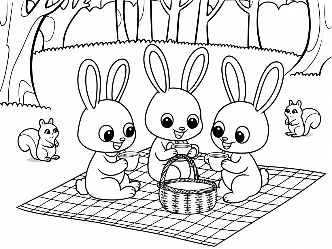 Sweet Woodland Bunny Picnic