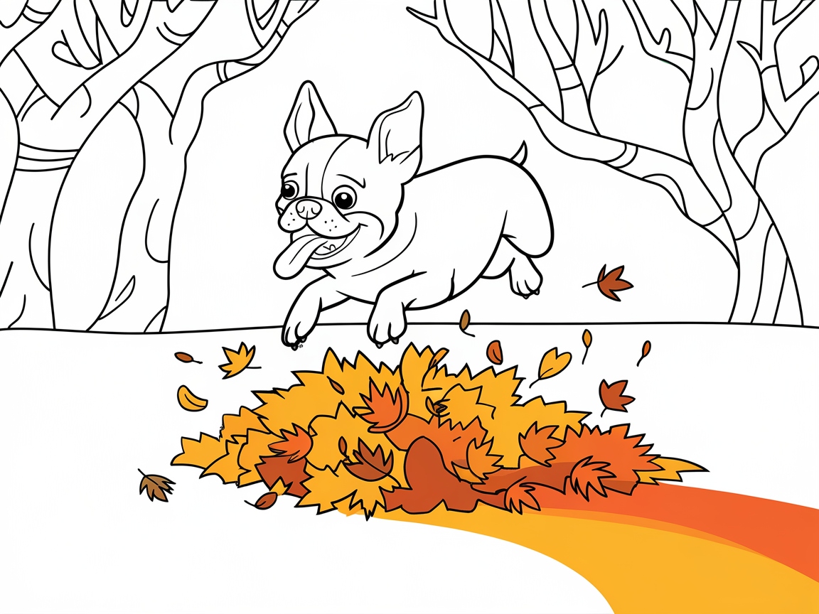 Autumn Fun with Boston Terrier and Leaf Pile
