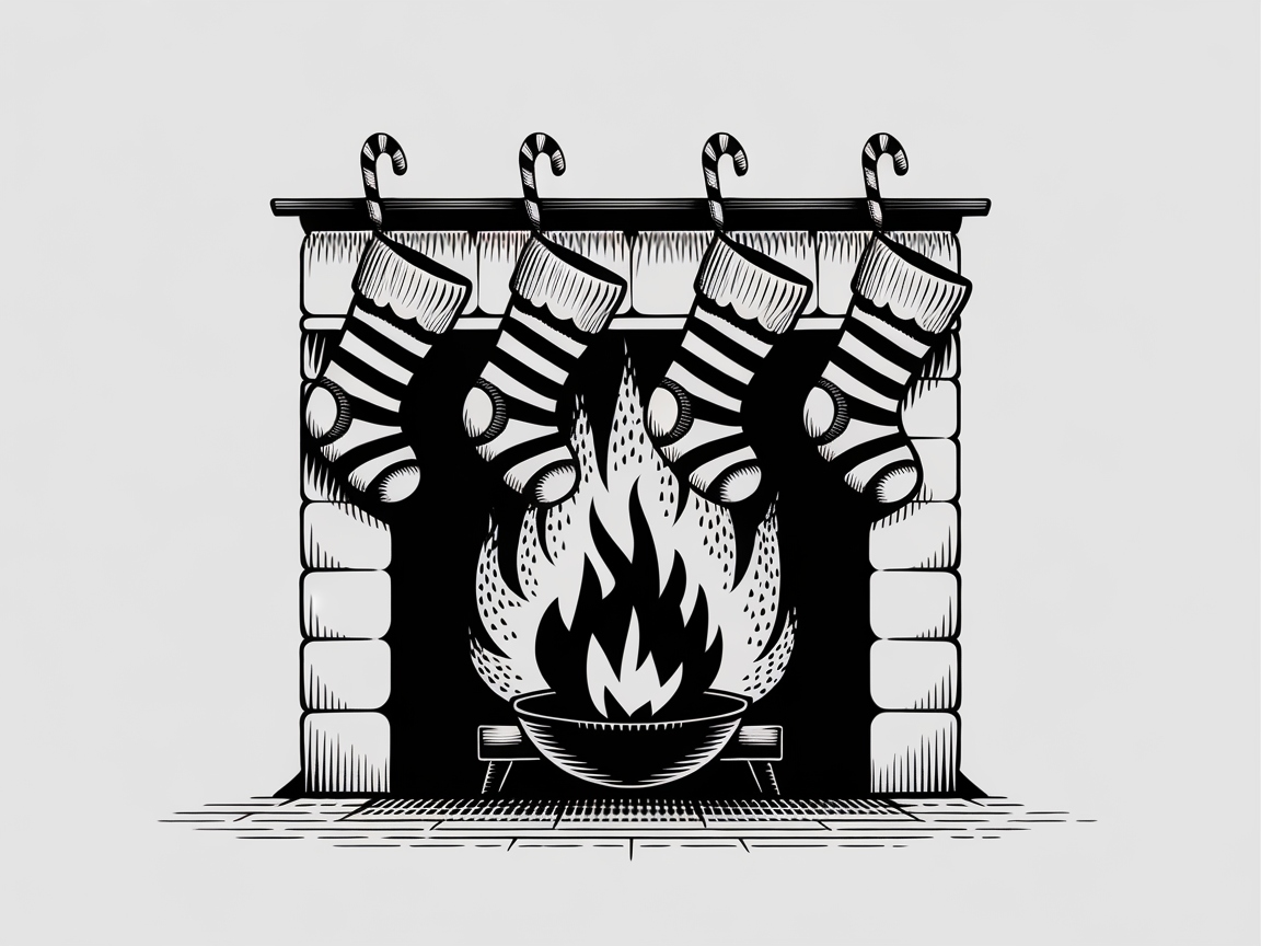 Delightful Stockings Hung Over the Fire